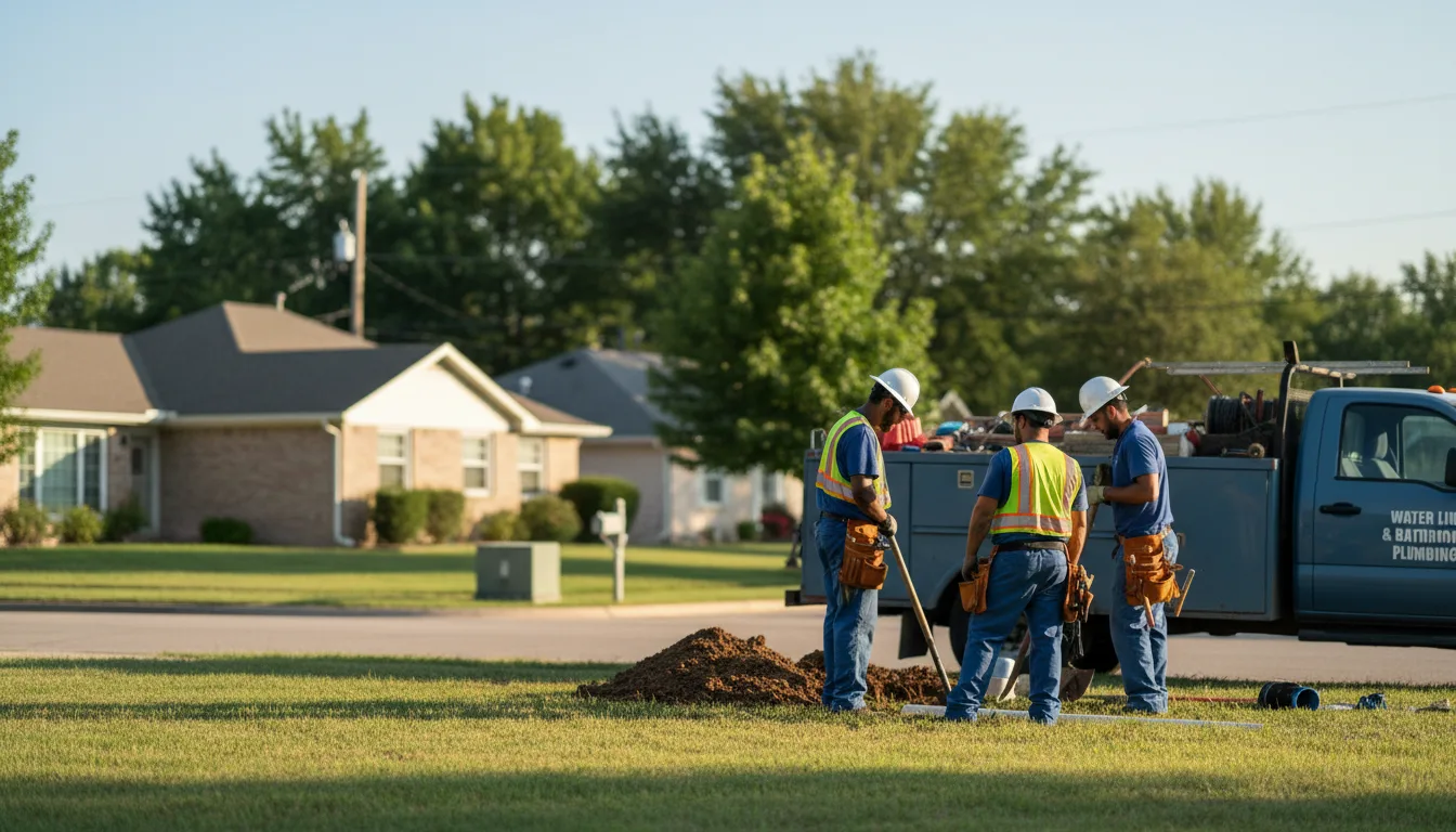 Residential water line and bathroom plumbing service in Oktaha, OK